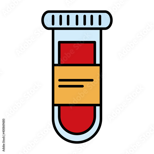 tube test with blood line and fill style vector illustration design