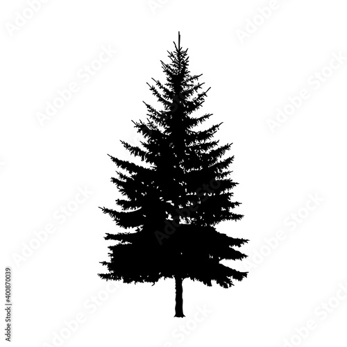 Silhouette of pine tree. Hand made.