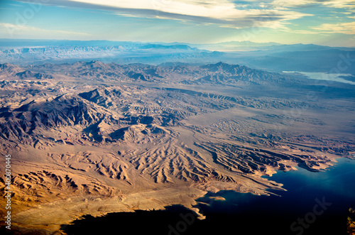 Slika na platnu Aerial view of Lake Mead looking toward the Grand Canyon, about 50 miles west of Las Vegas, NV