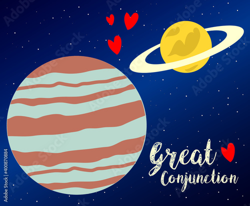 Great conjunction 2020 The conjunction of the planets of Saturn and Jupiter vector