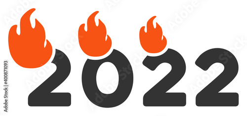 Vector fired 2022 year illustration. An isolated illustration on a white background.