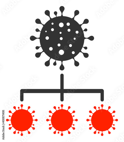 Vector covid replication illustration. An isolated illustration on a white background.