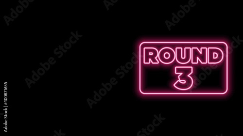 Glowing neon line Boxing ring board icon isolated on black background. 4K Video motion graphic animation