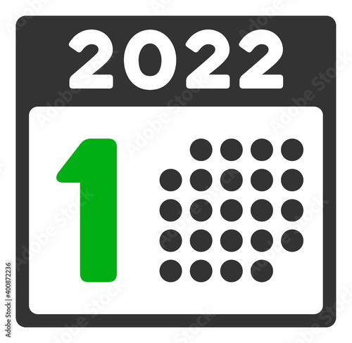 Vector 2022 year first day illustration. An isolated illustration on a white background.