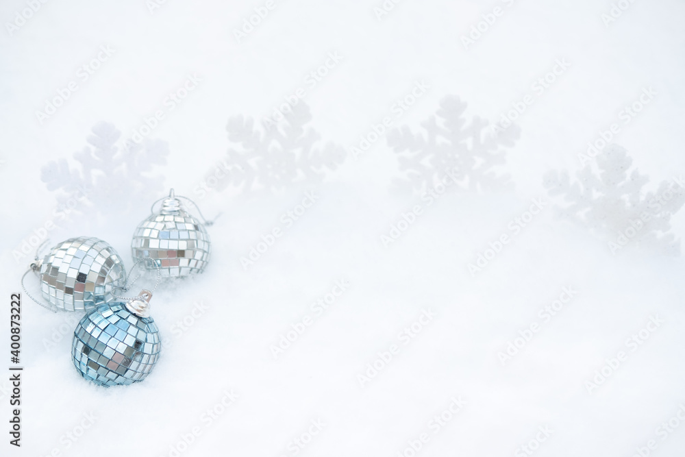 Christmas ornaments in the snow Christmas ornaments in the snow