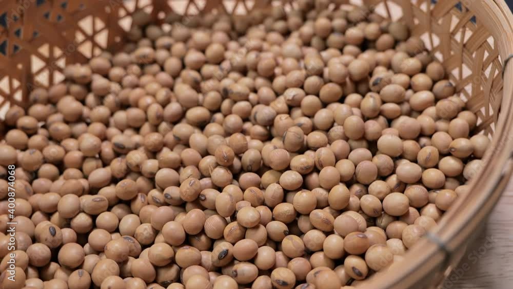 Raw soybean seed food organic top view texture, High in fiber, helps