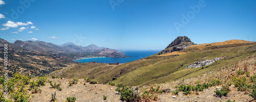 Greece, Crete, Plakias, Panorama of coastal landscape in summer