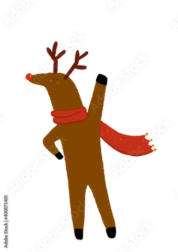 Clip art of anthropomorphic reindeer wearing scarf