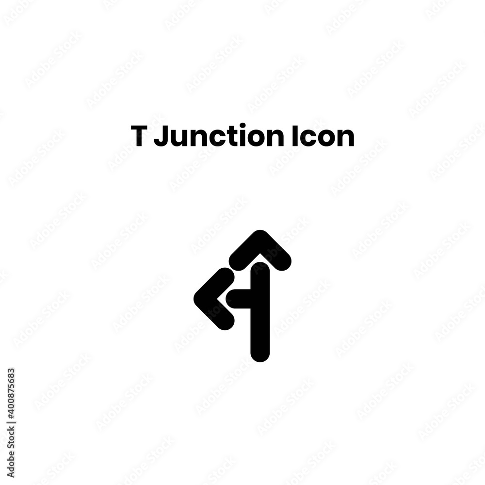 T junction glyph Icon. arrows vector illustration on white background T junction glyph Icon. arrows vector illustration on white background