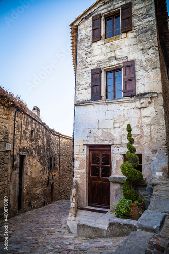 Old houses in the streets of the ancient village Lacoste in Provence  France