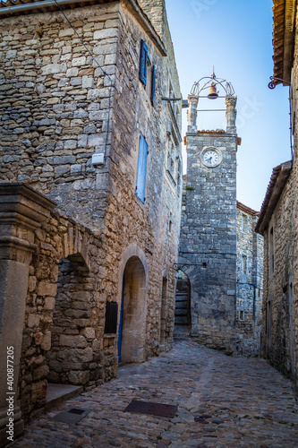 Old houses in the streets of the ancient village Lacoste in Provence  France