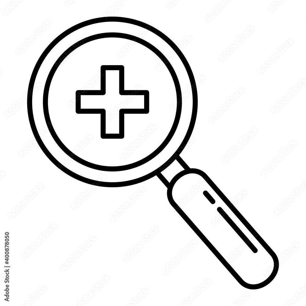 magnifying glass with medical cross symbol line style icon vector illustration design magnifying glass with medical cross symbol line style icon vector illustration design