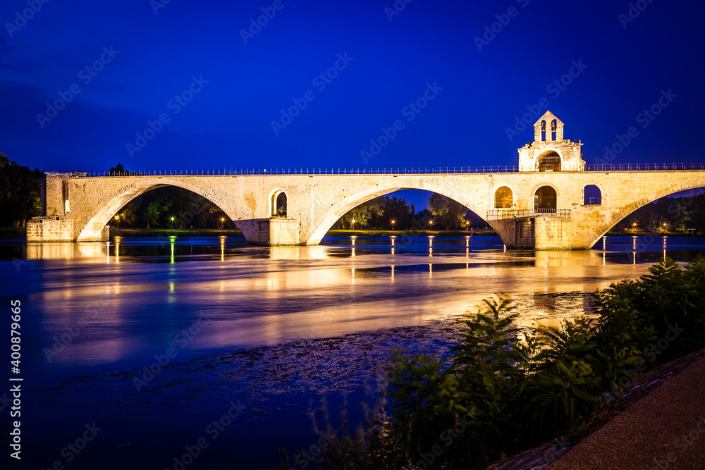 Pont Saint-Bénézet, the famous bridge over the river Rhone in Avignon, Provence, France