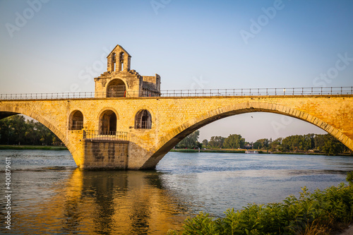 Pont Saint-B  n  zet  the famous bridge over the river Rhone in Avignon  Provence  France