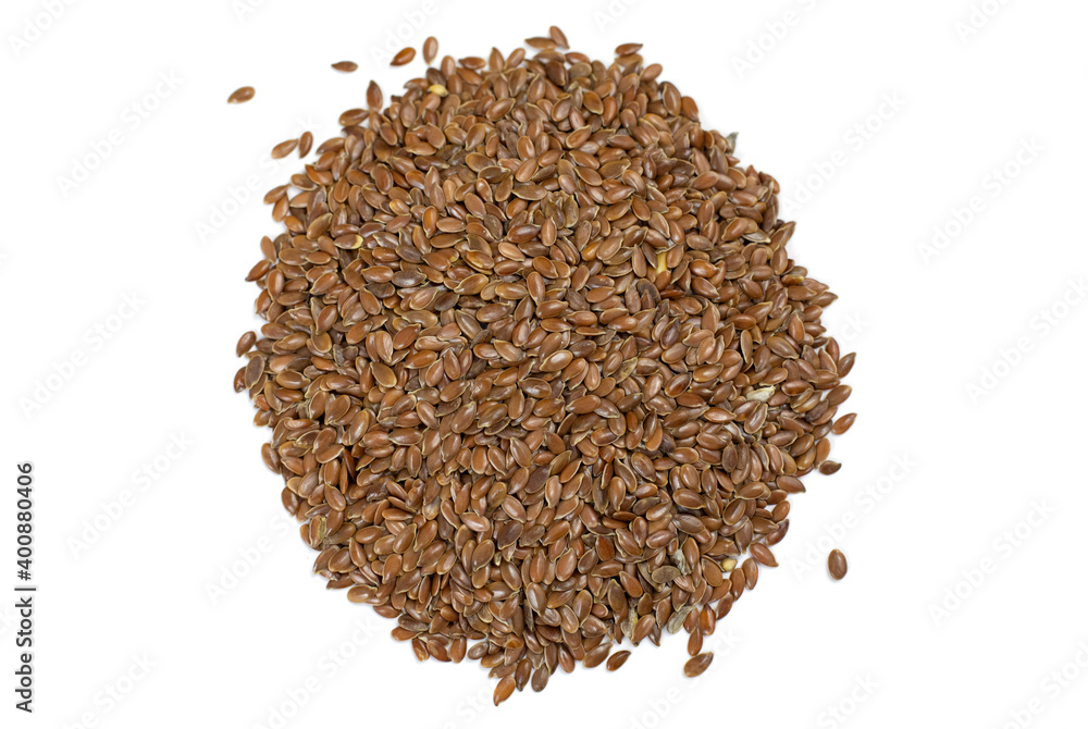 Closeup of flax seeds (linseed) on white background Closeup of flax seeds (linseed) on white background