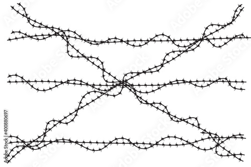 Simple Vector Silhouette Barricade from, Barbed Wire, Suitable Illustration for demonstration or protest