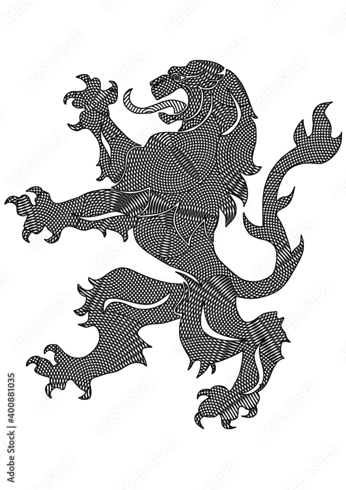 Naklejka premium imperial lion shield emblem, in linear design