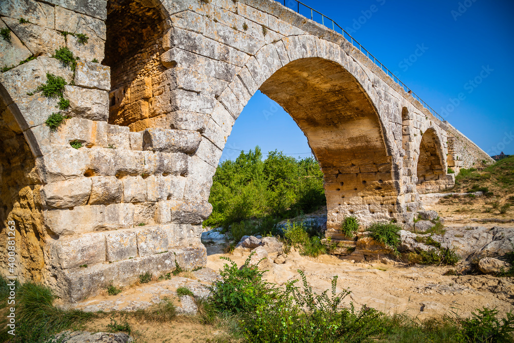 The ancient bridge Pont Julien near Bonnieux in Provence, France