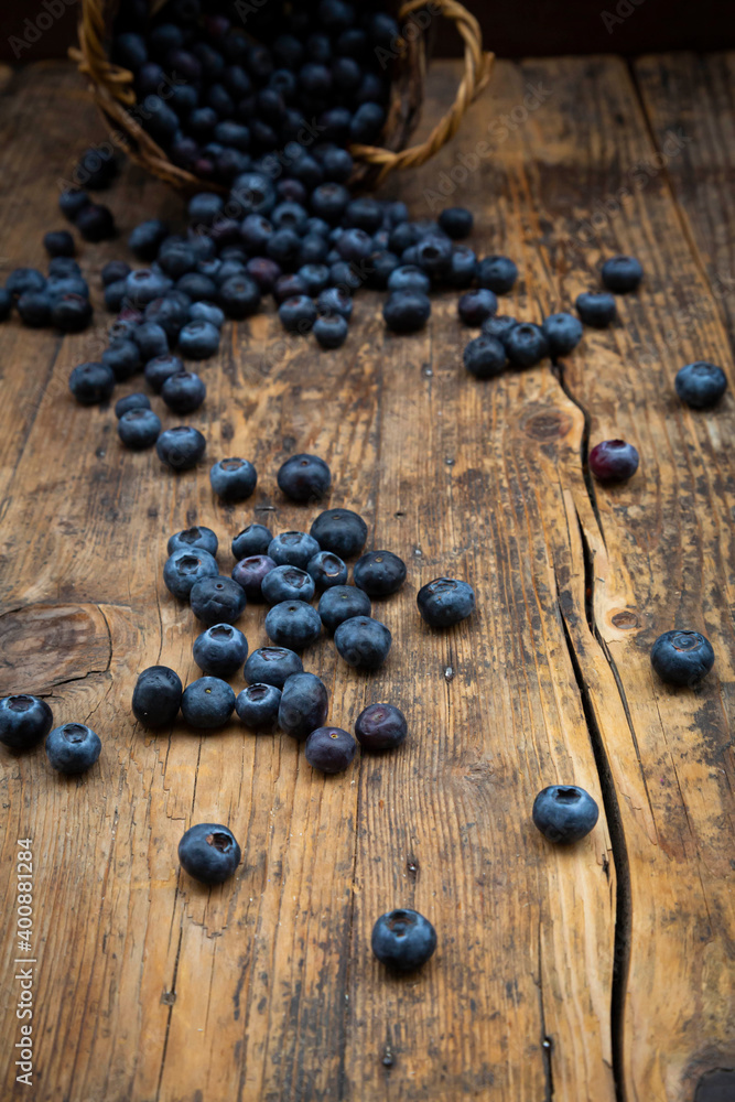 Fresh blueberries on wooden table Fresh blueberries on wooden table