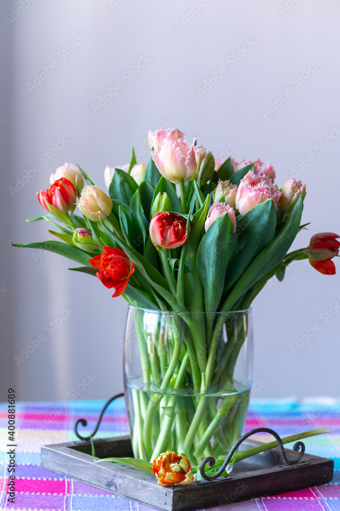 Spring bouquet with licht pink fresh garden tulips Spring bouquet with licht pink fresh garden tulips