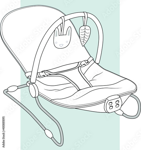 Baby Rocker And Bouncer.
Mamas and Papas Baby Bouncing Cradle vector sketch template