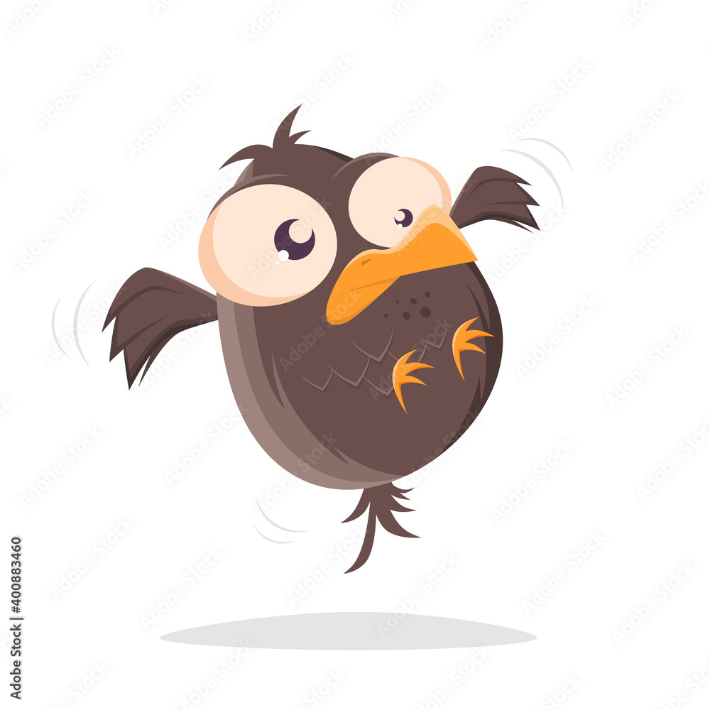 Obraz premium funny cartoon bird is hovering