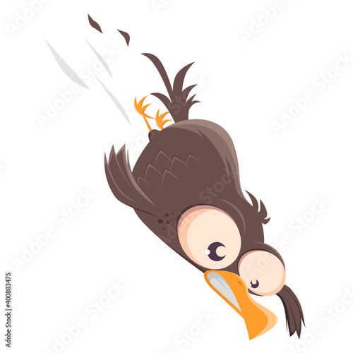 funny cartoon bird doing a nosedive