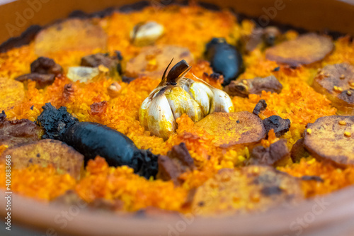 Plato típico valenciano: Arroz al horno photo