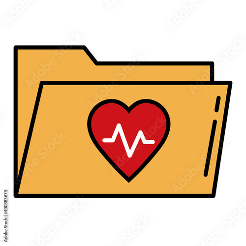 heart cardiology in folder line and fill style icon vector illustration design