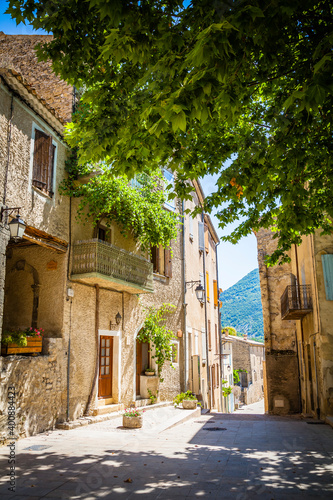 Streets in the ancient village of Montbrun-les-Bain, Provence, France photo