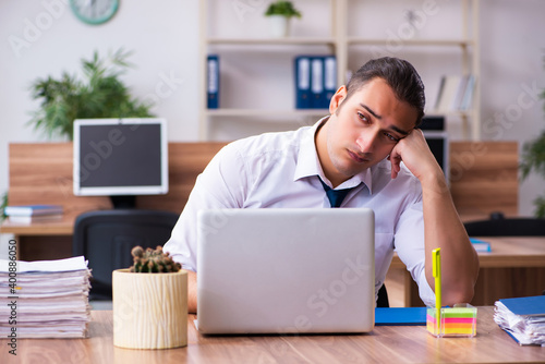 Young male employee working in the office