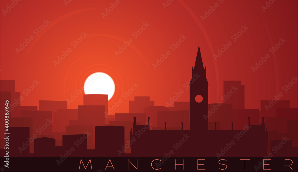 Manchester Low Sun Skyline Scene