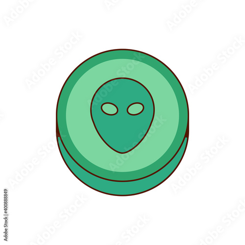 Ecstasy pill with green alien symbol isolated