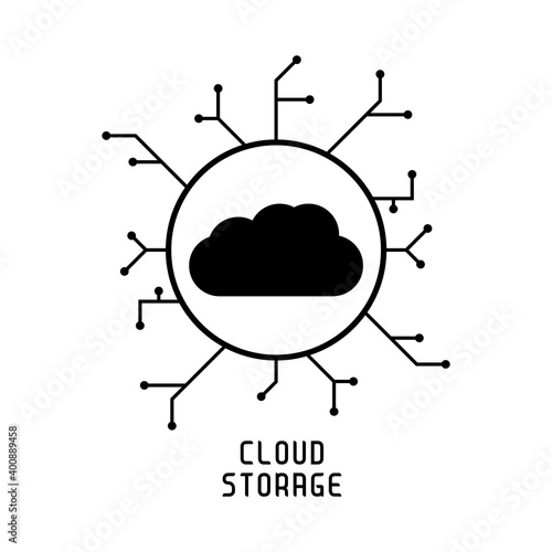 Secure Cloud Technology. Cloud . Protected cloud computing service concept. Vector illustration of protected computer server. Information safety