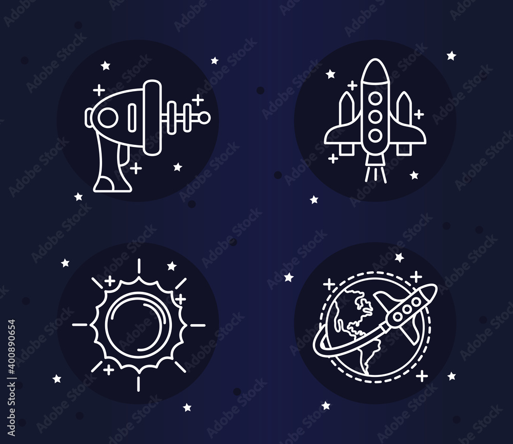 bundle of ten space set line style icons and lettering vector illustration design bundle of ten space set line style icons and lettering vector illustration design