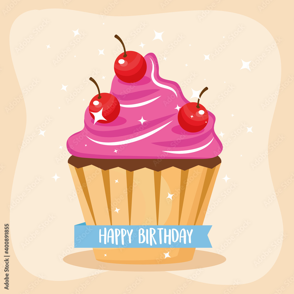 sweet cupcake with cherries isolated icon vector illustration design sweet cupcake with cherries isolated icon vector illustration design