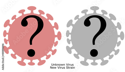 new virus strain unknown virus covid-19 coronavirus with question mark isolateed in white white background