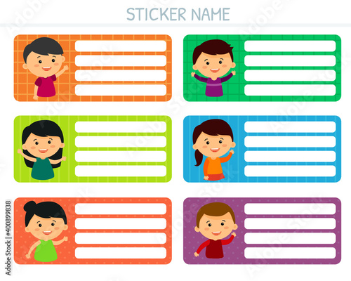 set of name sticker