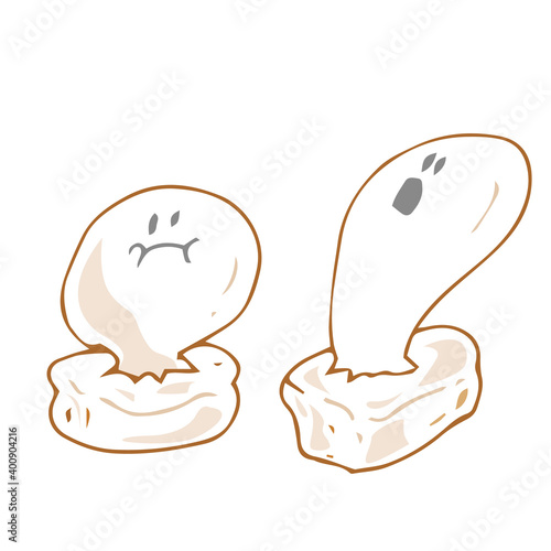 餅　焼餅　顔　表情　デフォルメイラスト