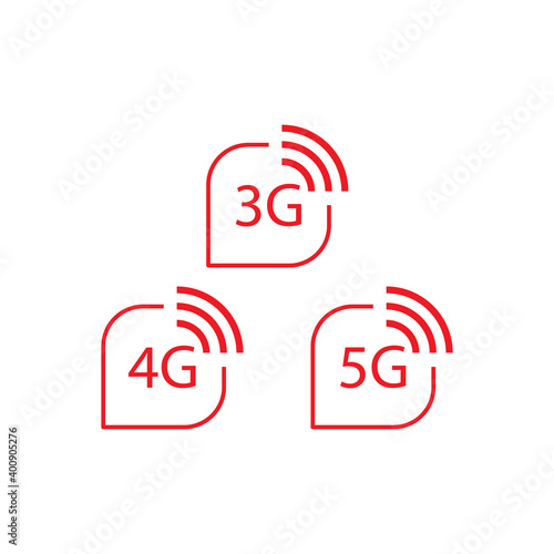 3G, 4G & 5G icon design isolated on white background