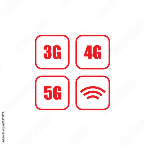 3G, 4G & 5G icon design isolated on white background