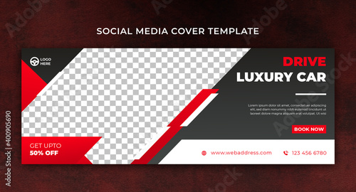 Car rental promotion social media cover banner template