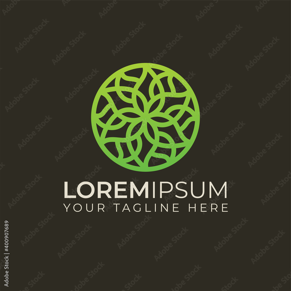 Mandala floral abstract round shape logo vector can use for yoga studios, holistic health medicine centers Mandala floral abstract round shape logo vector can use for yoga studios, holistic health medicine centers