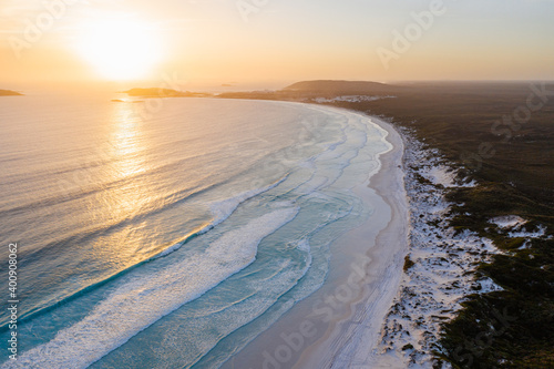 Beautiful sunset over Wharton Beach in Esperance, Western Australia.  © Sky Perth