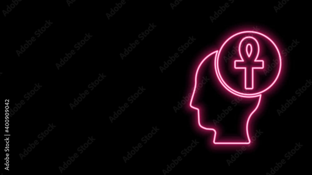 Glowing neon line Cross ankh icon isolated on black background. 4K Video motion graphic animation Glowing neon line Cross ankh icon isolated on black background. 4K Video motion graphic animation