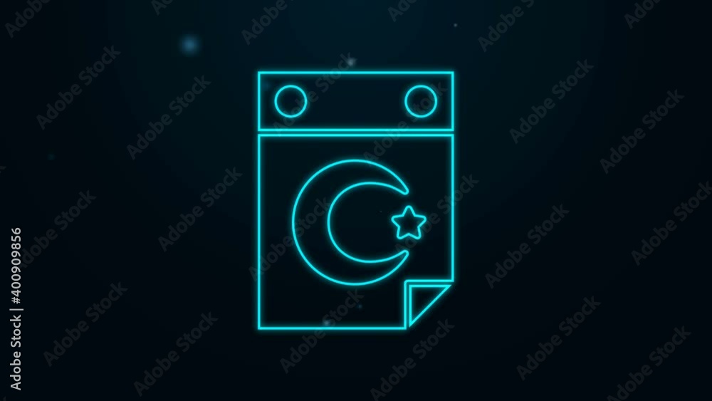 Glowing neon line Star and crescent - symbol of Islam icon isolated on black background. Religion symbol. 4K Video motion graphic animation Glowing neon line Star and crescent - symbol of Islam icon isolated on black background. Religion symbol. 4K Video motion graphic animation