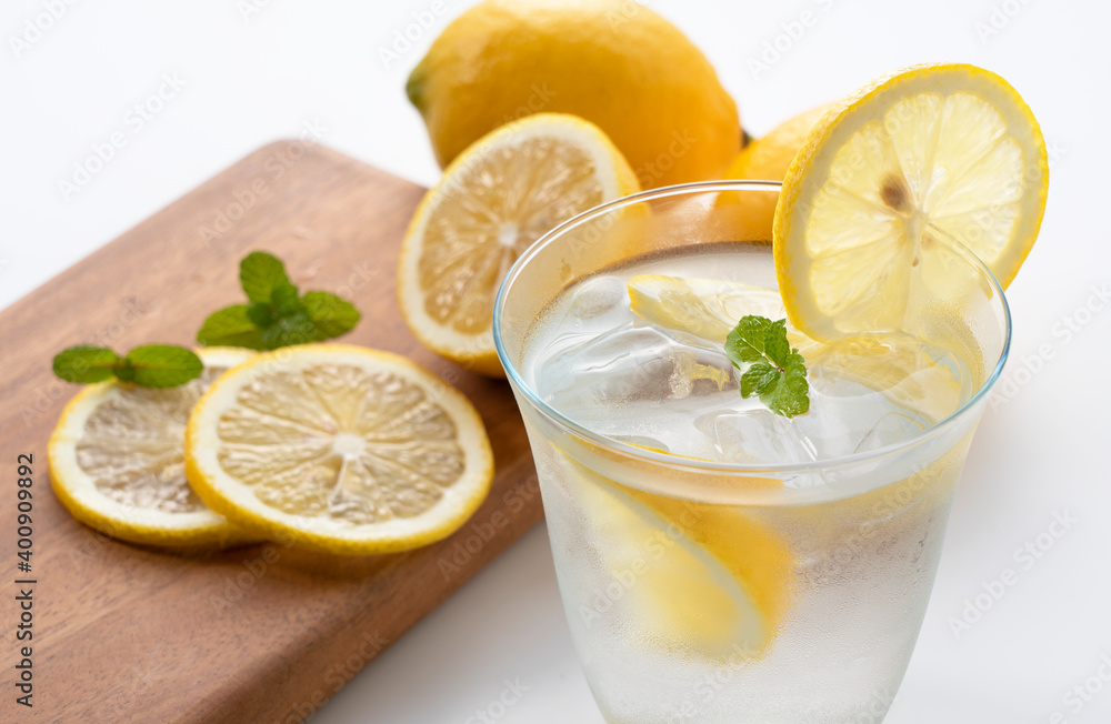 Cold lemonade on a white background Cold lemonade on a white background