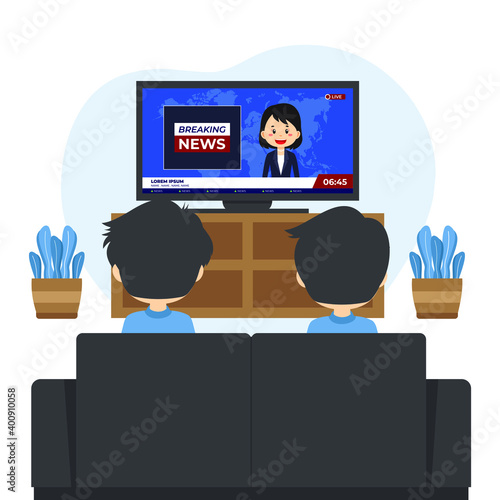 Stock Vector People Watching News