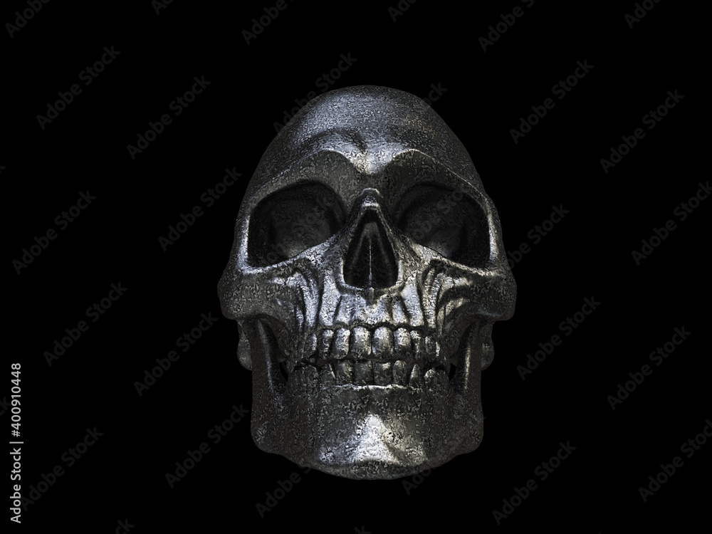 Fototapeta premium Dark skull made out of black marble with white veins