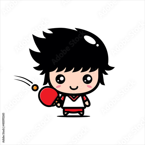cute ping pong player character vector design
